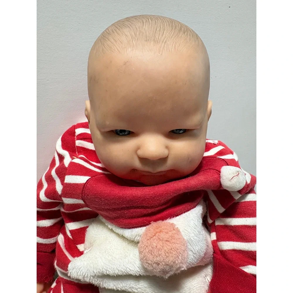 Berenguer Realistic Baby Doll Red White Striped Holiday Gnome Outfit 14 Inch